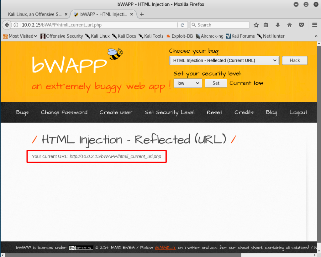 На странице мы видим вывод URL с ip-адресом страницы с расширением php
