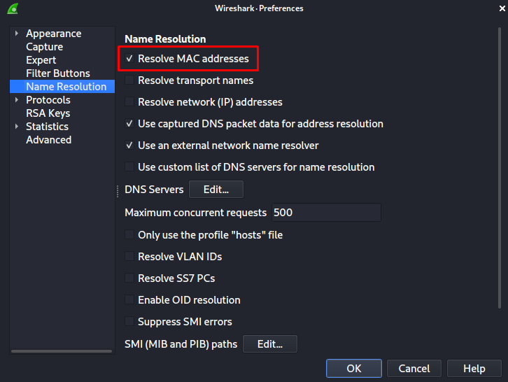 Резолюция имен MAC-адреса, изменяет первые 3 байта мака, на имя вендора, из списка файла «manuf»