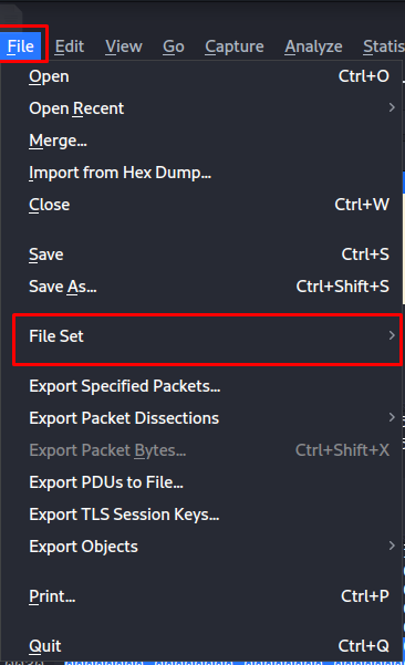 Далее можем рассмотреть «File Set». Он очень полезен, если у Вас огромное количество трафика, и Вам не хочется замедлять работу Wireshark