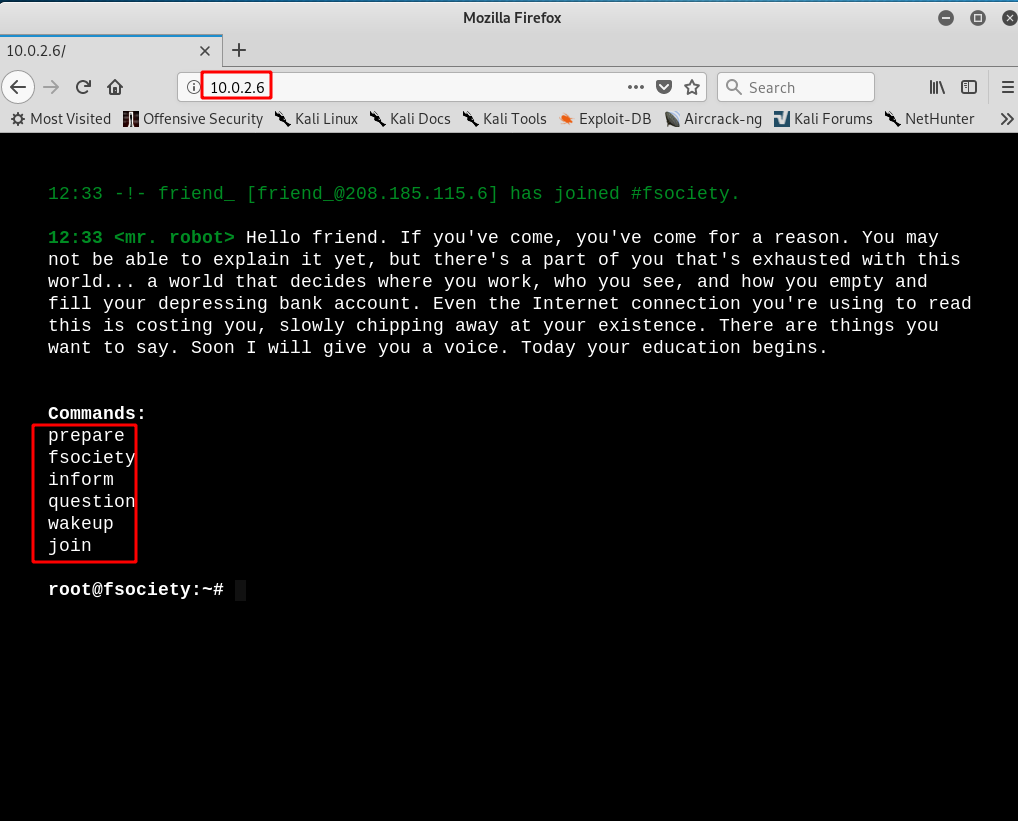 Если есть открытый порт 80, значит можно открыть в браузере. Идем в мозиллу и открываем ip: 10.0.2.6