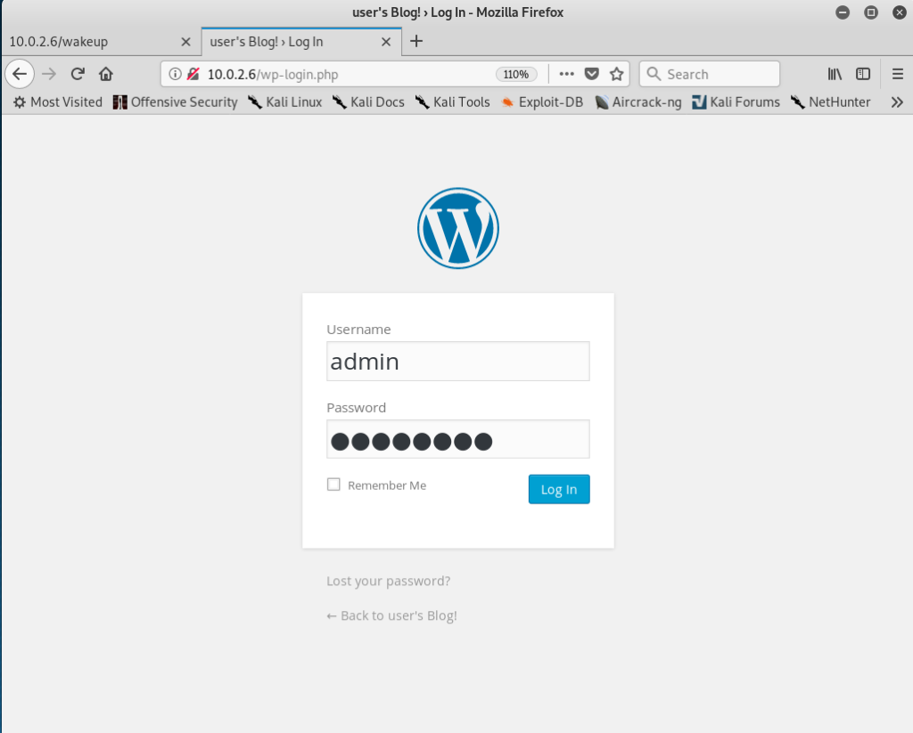 Это страница авторизации сайта на движке WordPress