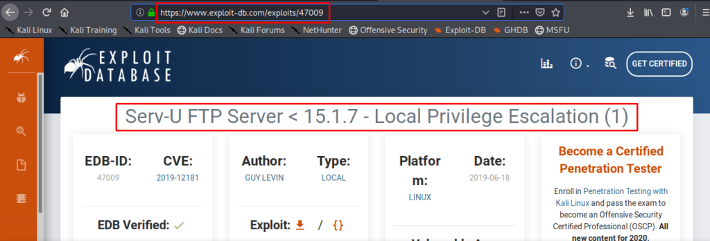 serv-u ft[ server exploit