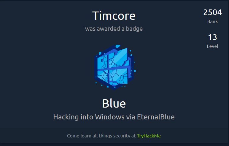 TryHackMe Badges - Blue