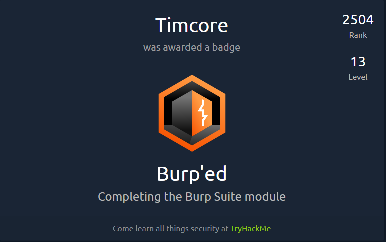 TryHackMe Badges - Burp Suite