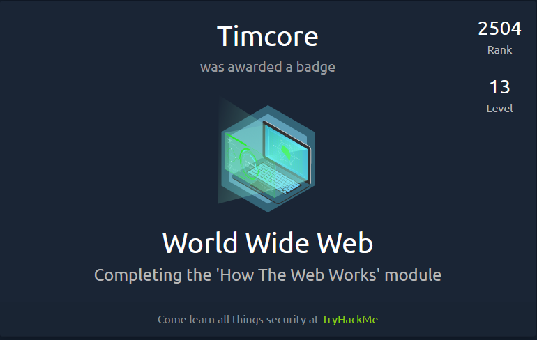 TryHackMe Badges - World Wide Web