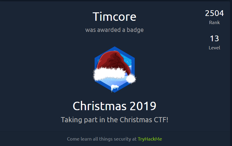 TryHackMe Badges - Christmas 2019