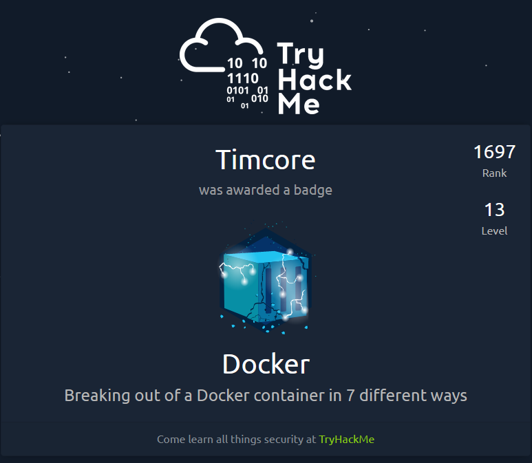 TryHackMe Badges - Docker