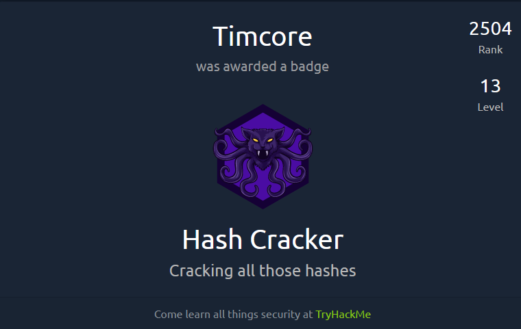 TryHackMe Badges - Hash Cracker