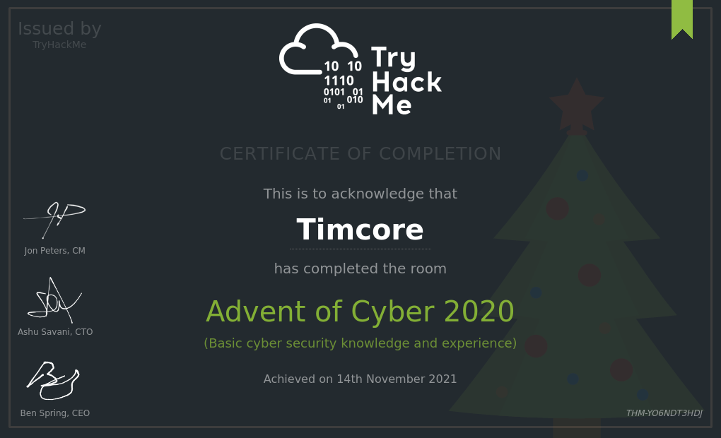 TryHackMe - Advent of Cyber 2020