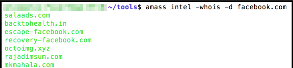 amass intel -whois -d <Domain Name Here>