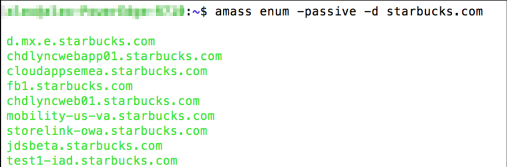 amass enum -passive -d <Domain Name Here>