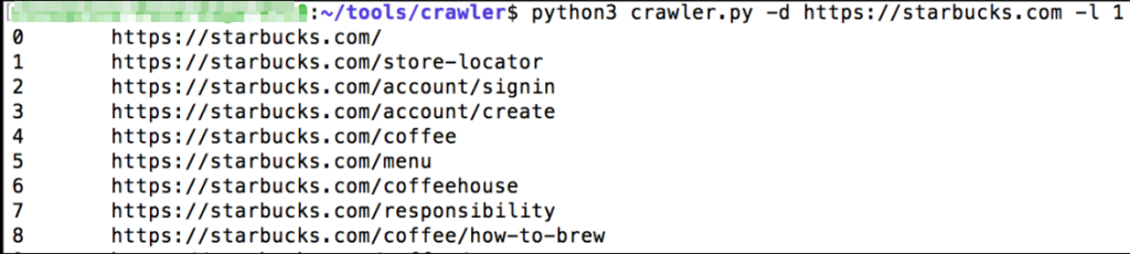 python3 crawler.py -d <URL> -l <Levels Deep to Crawl>
