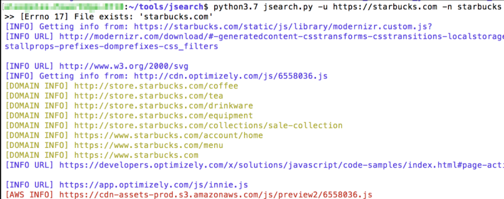 python3.7 jsearch.py -u https://starbucks.com -n Starbucks
