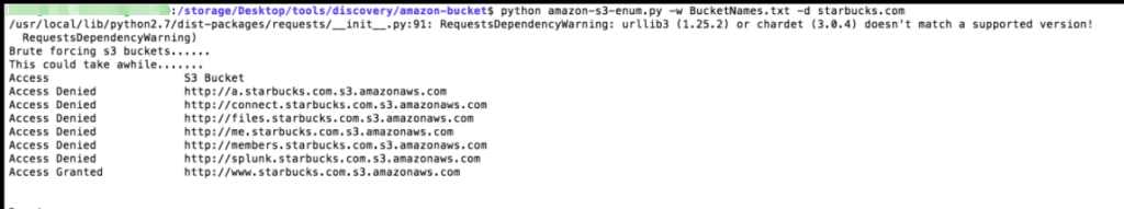 python amazon-s3-enum.py -w BucketNames.txt -d <Domain Here>