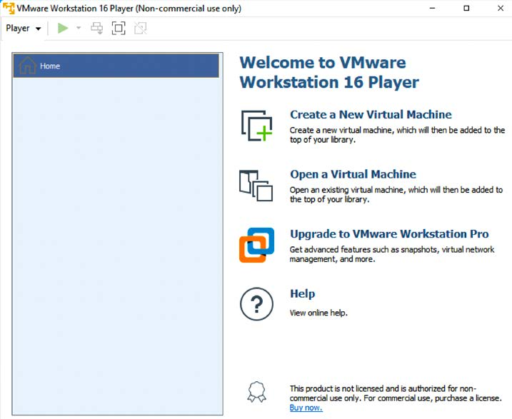 Successful installation of VMware Workstation Player