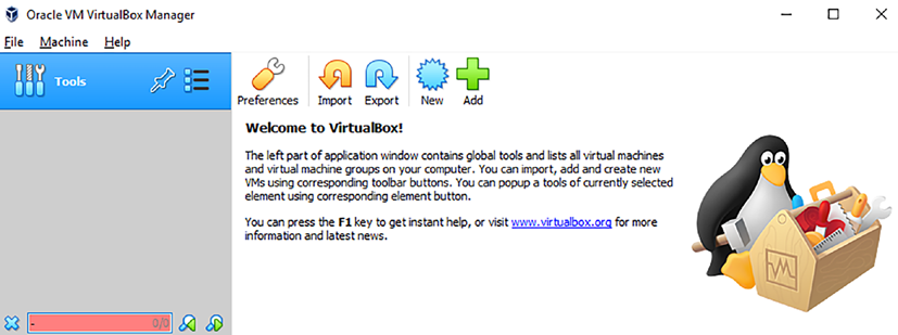 Screen displayed upon the successful installation of VM VirtualBox