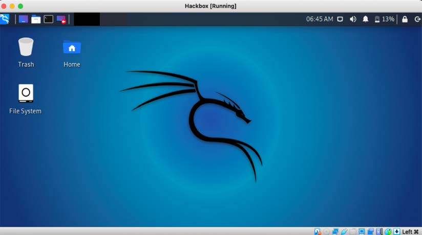 Kali Linux, as it displays in VM VirtualBox