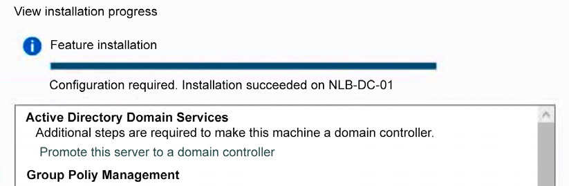 Promoting the server to a domain controller