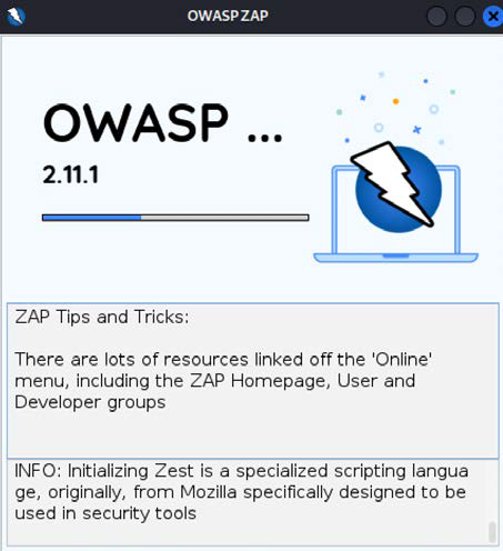 Loading the OWASP ZAP 2.11.1