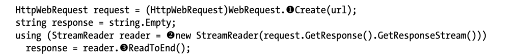 Creating the HTTP request and reading the response from the server