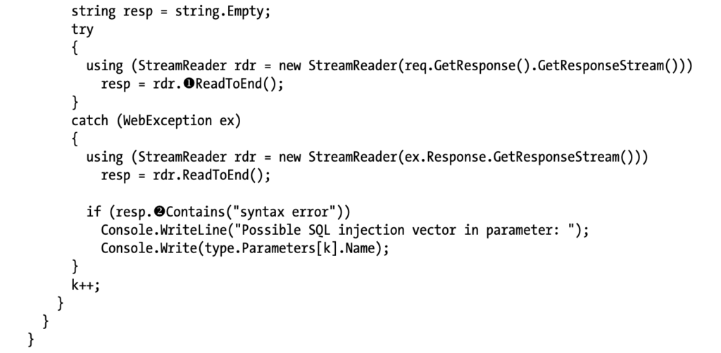Reading the HTTP stream in the SOAP fuzzer and looking for errors