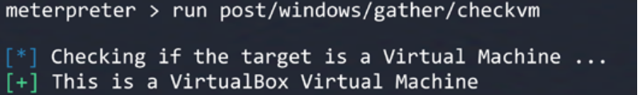 Using the post-exploit module to gather information about the virtual machine