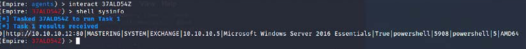 Running shell commands on the remote server using PowerShell Empire