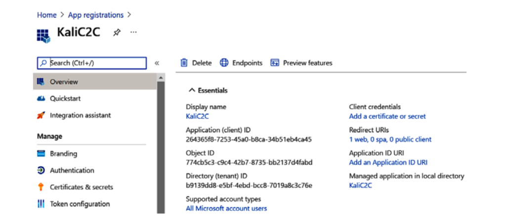  Client ID generation within the Azure portal