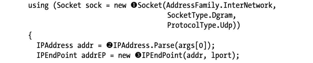 Creating the UDP socket and endpoint to communicate with