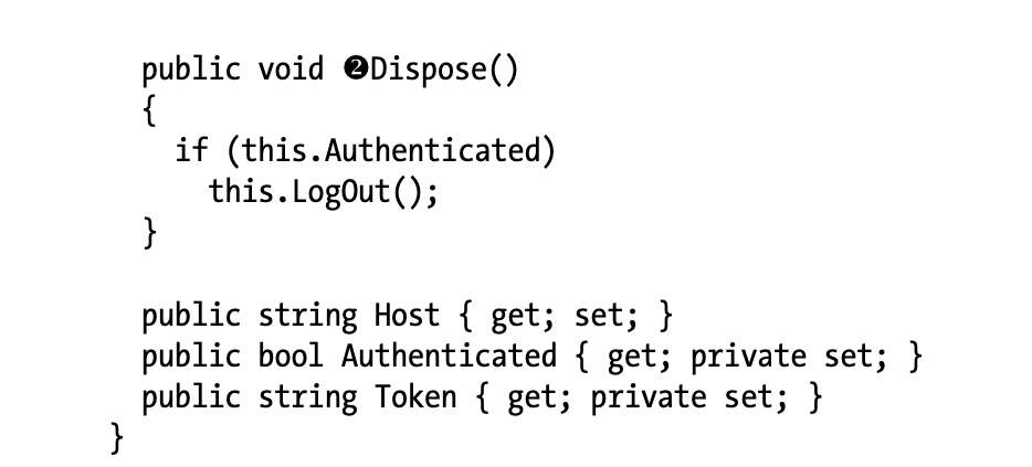 The last two methods of the NessusSession class, as well as the Host, Authenticated, and Token properties