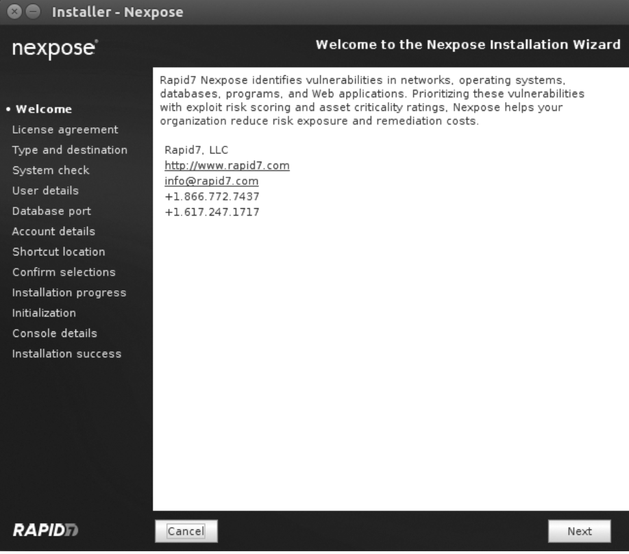 The graphical Nexpose installer
