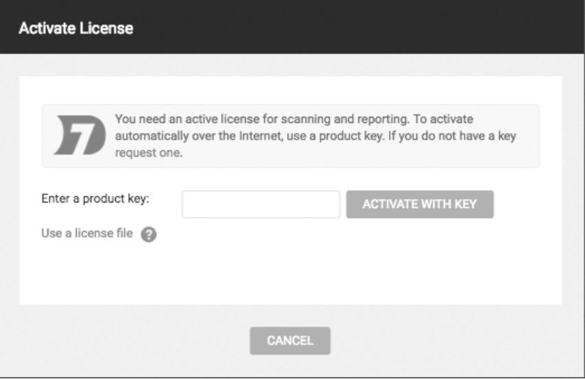The activation modal pop-up in Nexpose