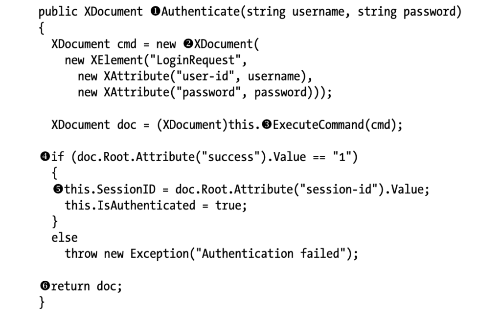The NexposeSession class’s Authenticate() method