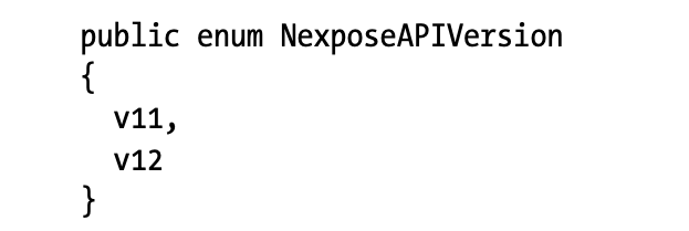 The NexposeAPIVersion enum used in the NexposeSession class