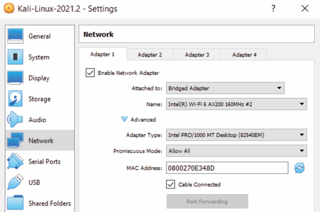 Internet assigned network adapter