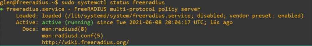 Verifying the FreeRadius service's status