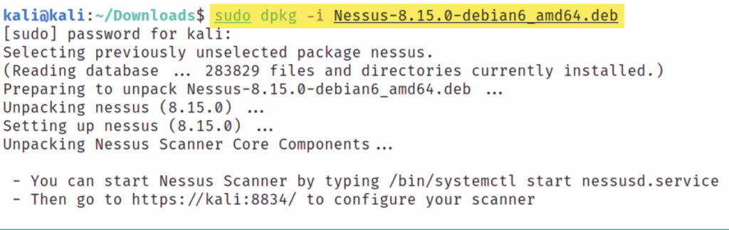 Nessus installation process