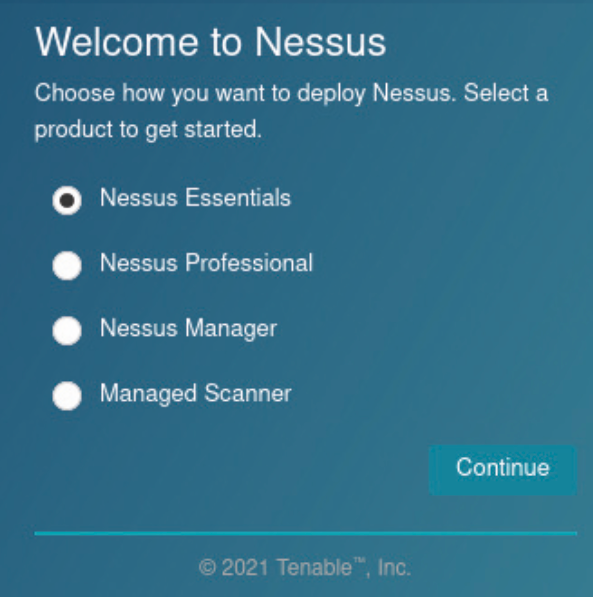 Selecting the Nessus version
