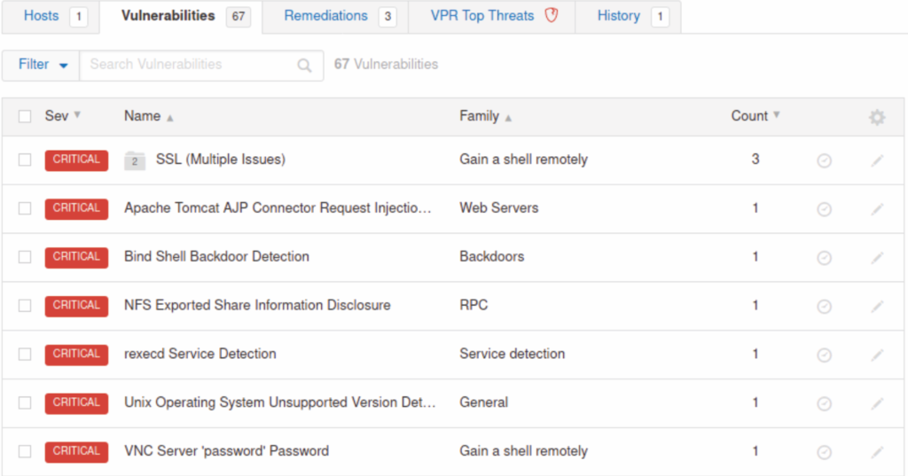 List of security vulnerabilities