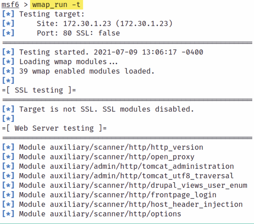 Loading the web scanning modules