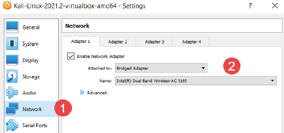 Network adapter settings