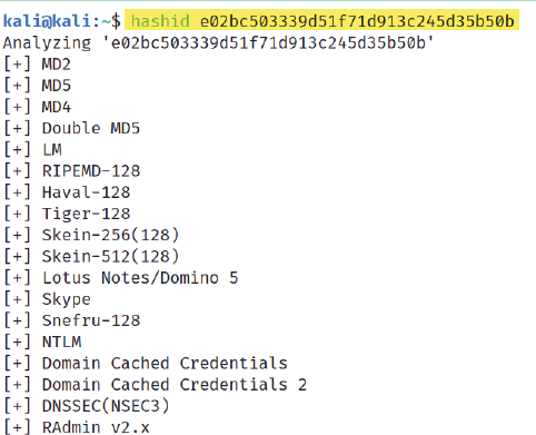 11. Чтобы определить тип хэша, используйте команду hashid <значение хэша >  в Kali Linux: